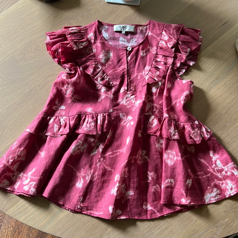 Sea NY Red Floral Top size 2